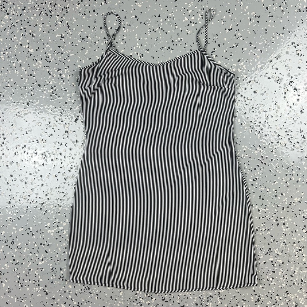 White House Black Market Monochrome Striped Mini Slip Dress